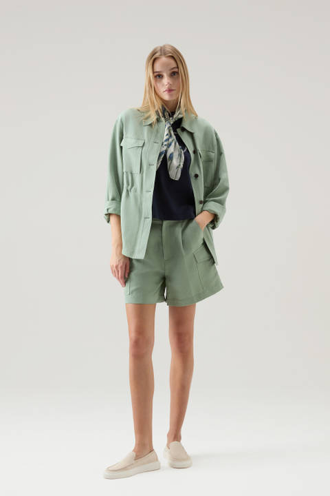 Overshirt in Linen Blend Green | Woolrich