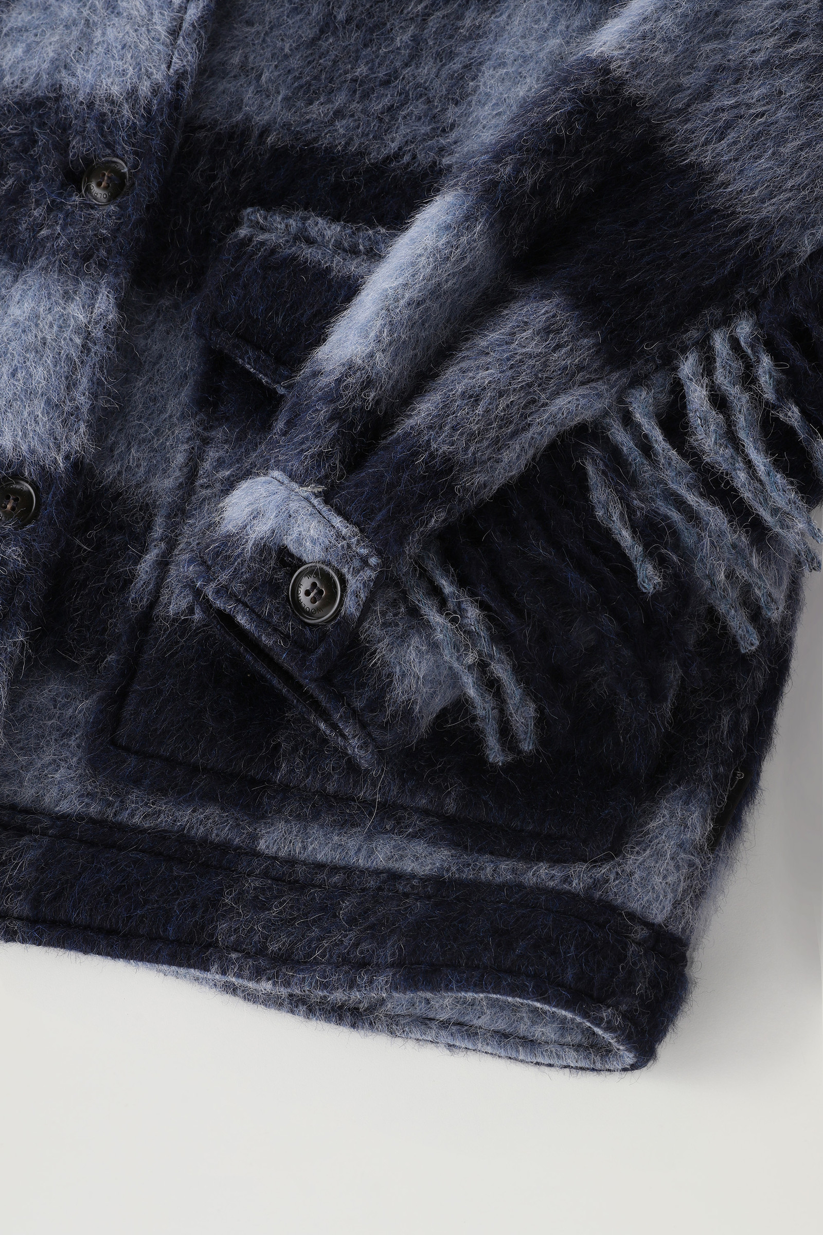 Veste chemise en mélange de laine brossée avec franges Bleu photo 10 | Woolrich