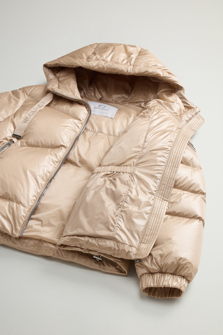 Aliquippa Short Down Jacket in Glossy Nylon Beige photo 10 | Woolrich