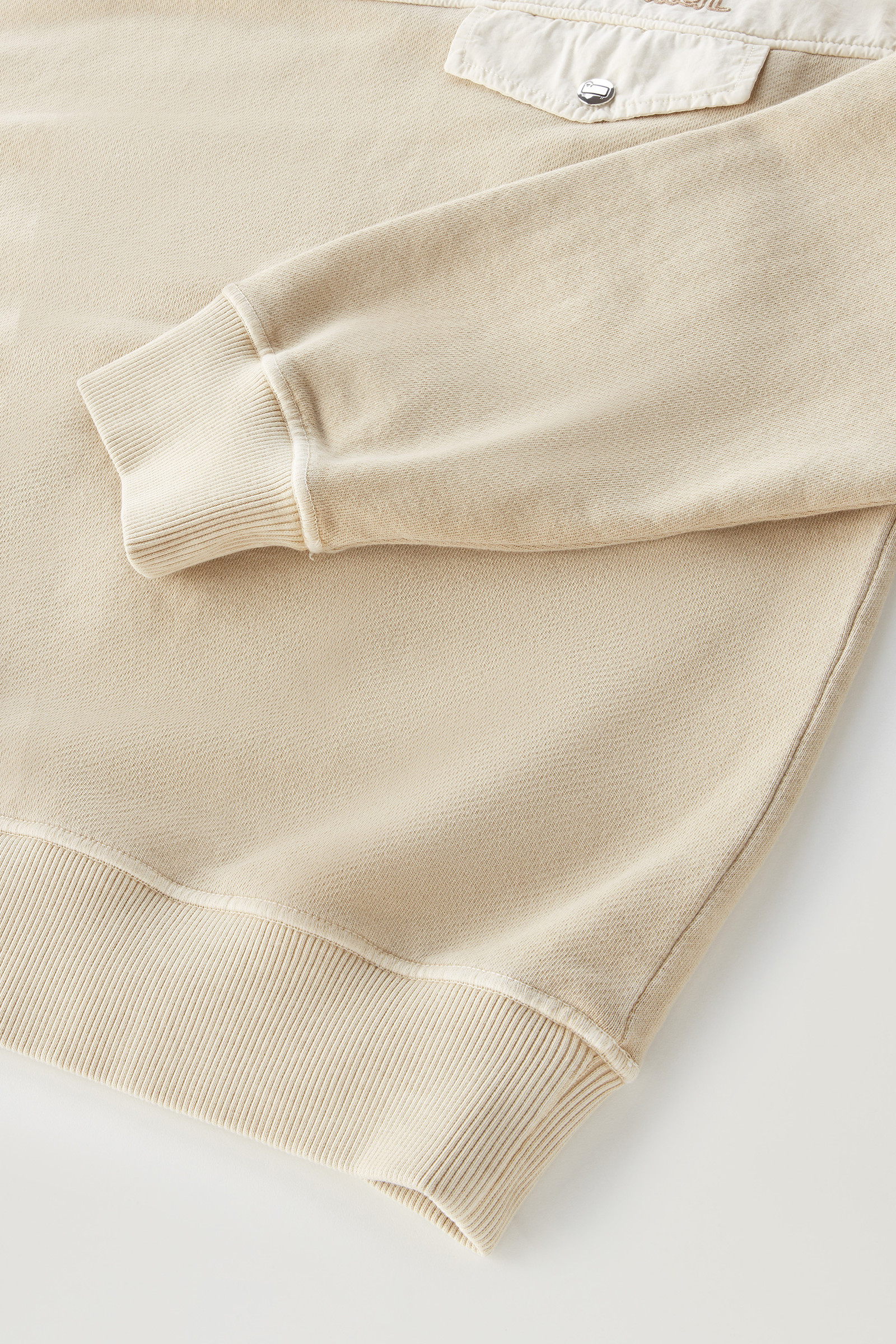 Sweatshirt in Garment-Dyed Cotton and Poplin Cotton Beige photo 7 | Woolrich