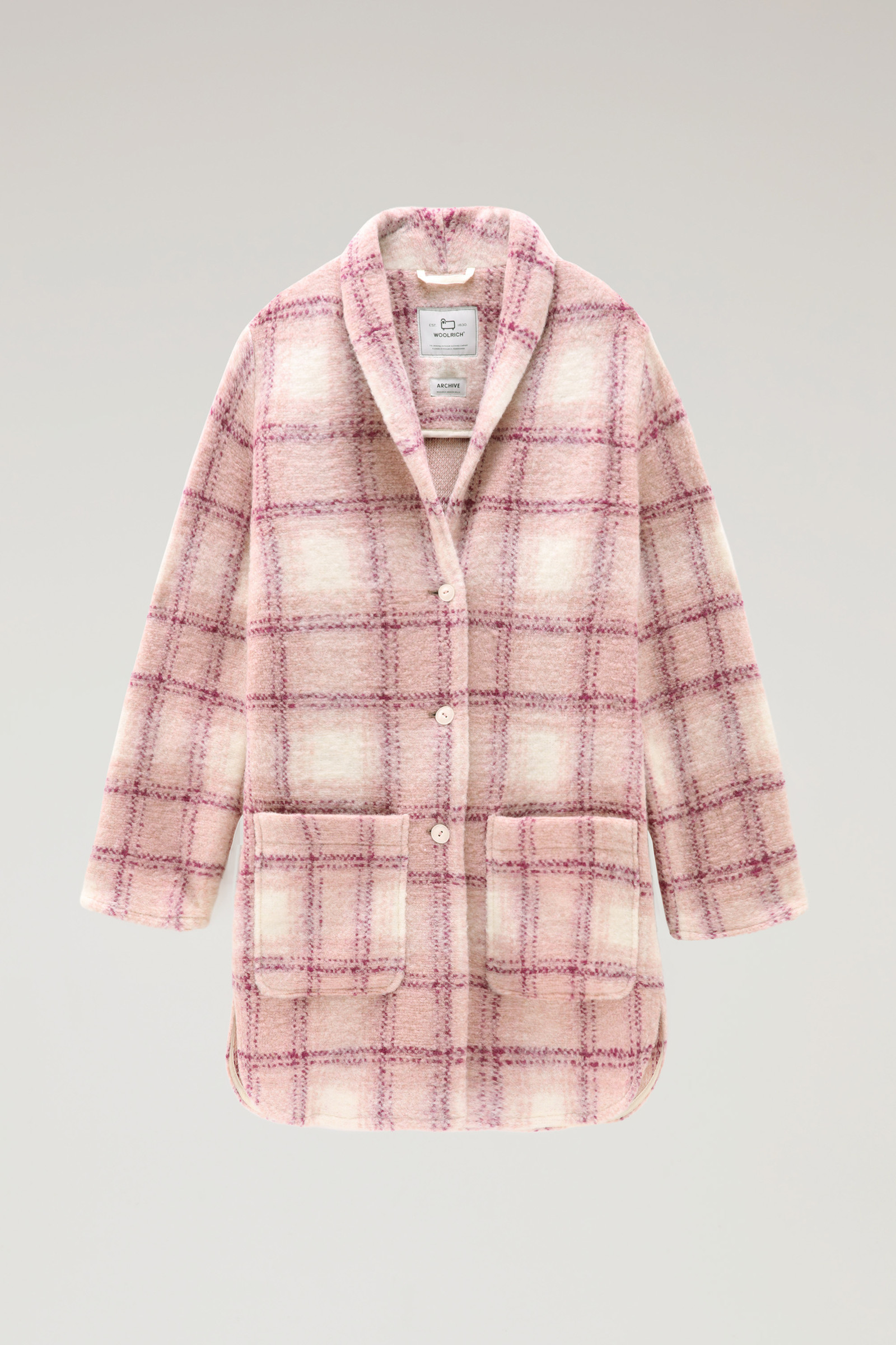 Wool Blend Gentry Check Coat - Women - Pink
