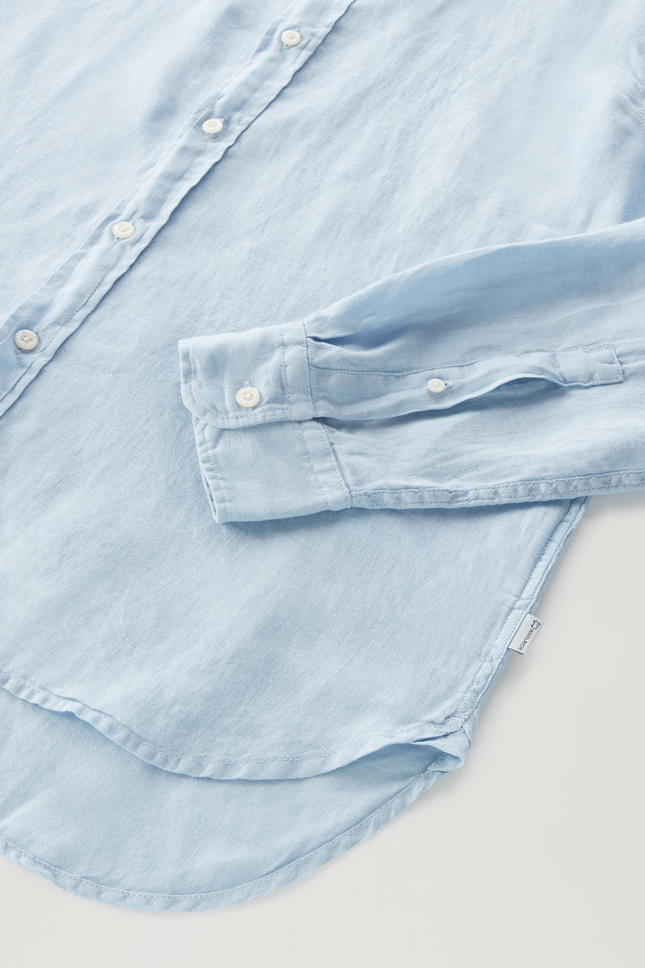 Garment-Dyed Pure Linen Shirt Blue photo 7 | Woolrich