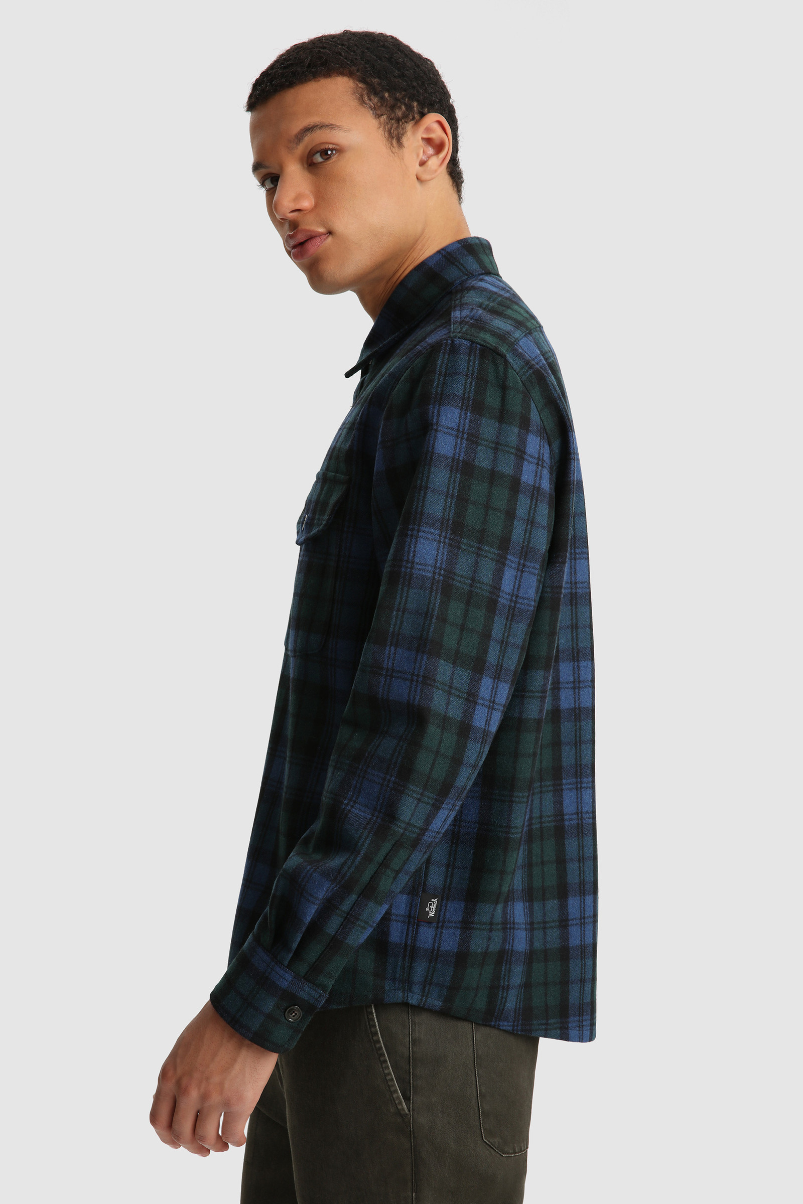 Wool Blend Oxbow Flannel Overshirt - Made in USA Black | Woolrich USA