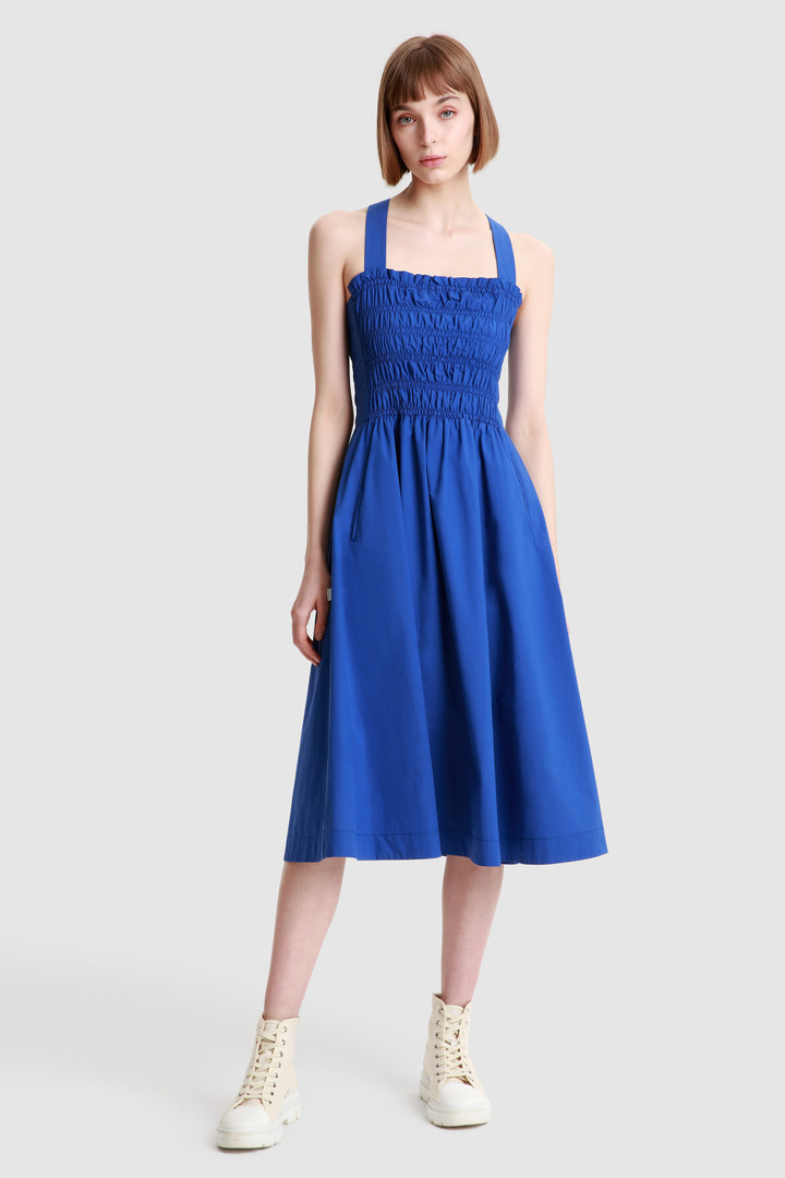 Cotton Poplin Dress with Side Pockets Blue | Woolrich