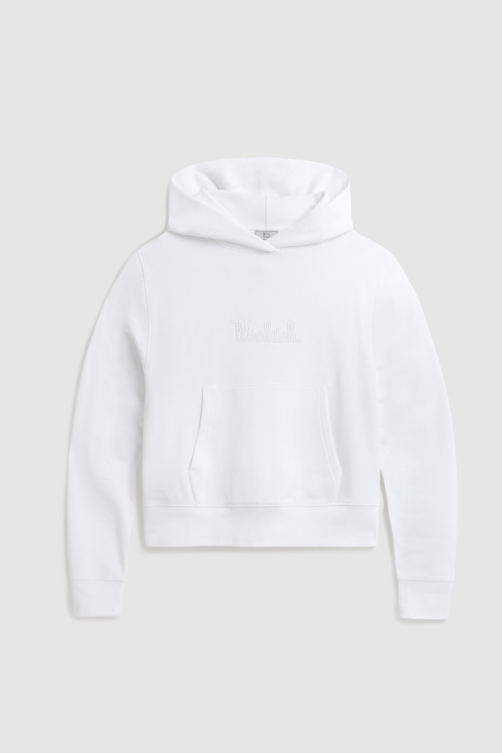 Fleece Hoodie with Embroidered Vintage Logo White photo 4 | Woolrich