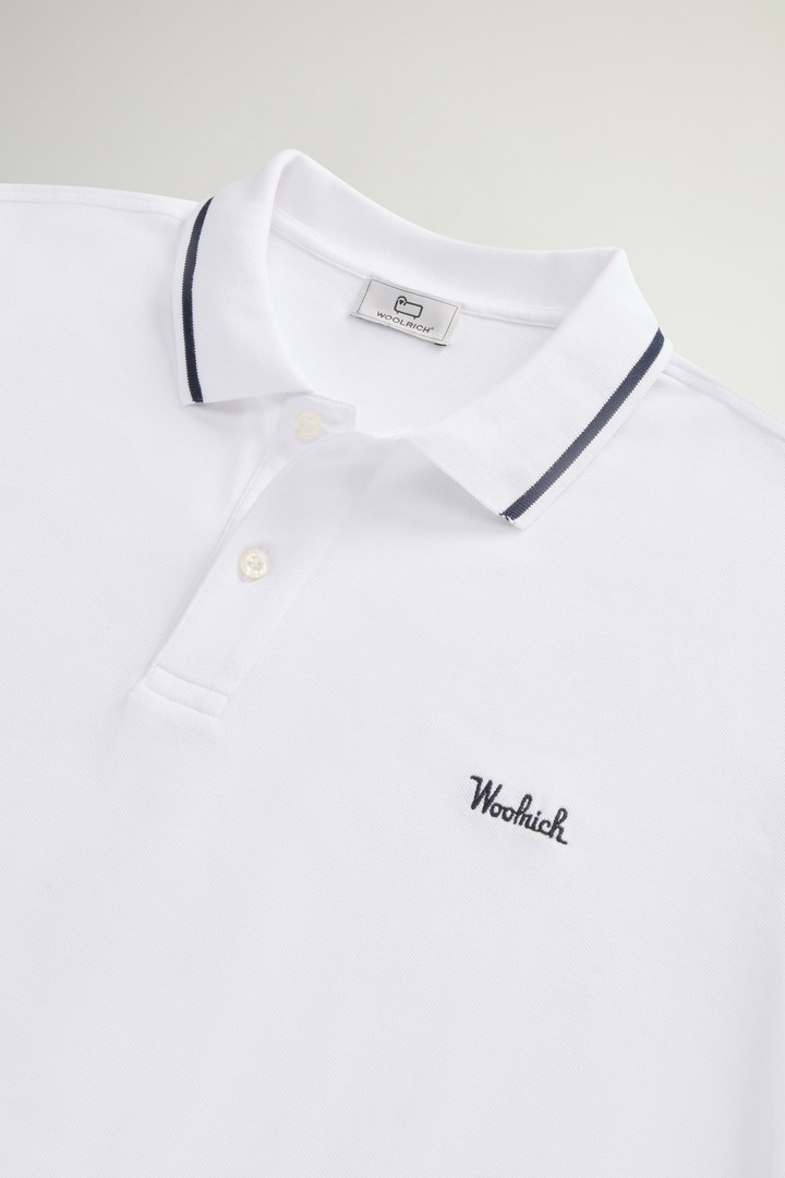 Monterey Polo Shirt in Stretch Cotton Piquet with Striped Edges White photo 6 | Woolrich