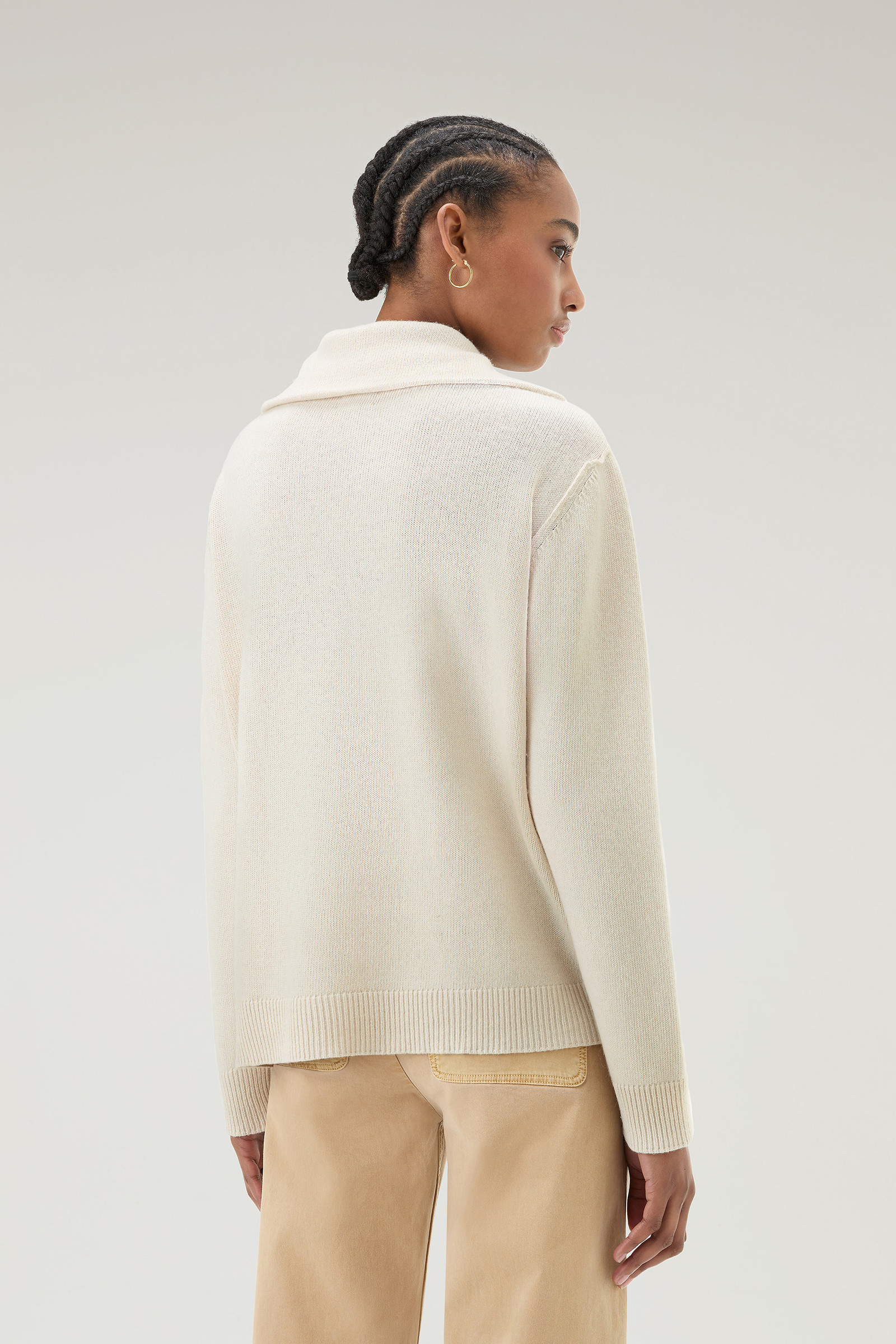 Half-Zip Sweater in Wool Blend - Women - White