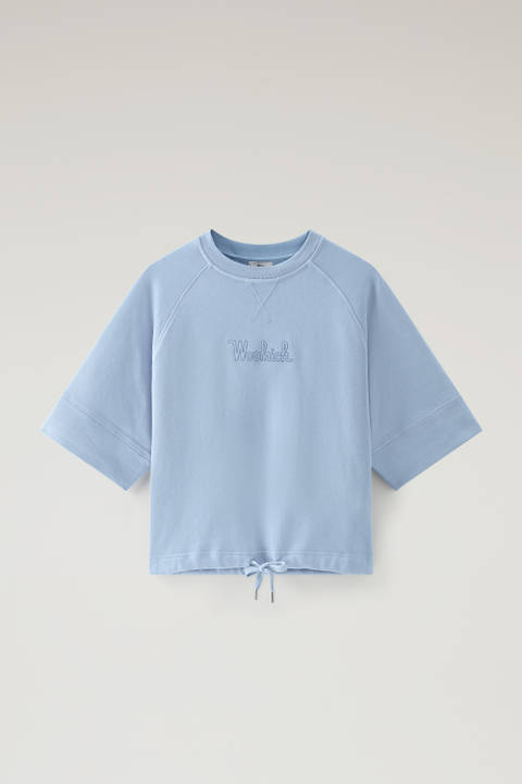 Sweat-shirt en pur coton avec manches trois-quarts Bleu photo 2 | Woolrich