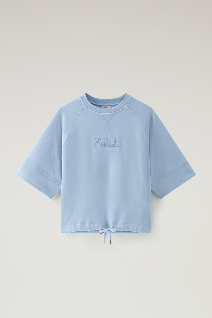 Sweat-shirt en pur coton avec manches trois-quarts Bleu photo 5 | Woolrich