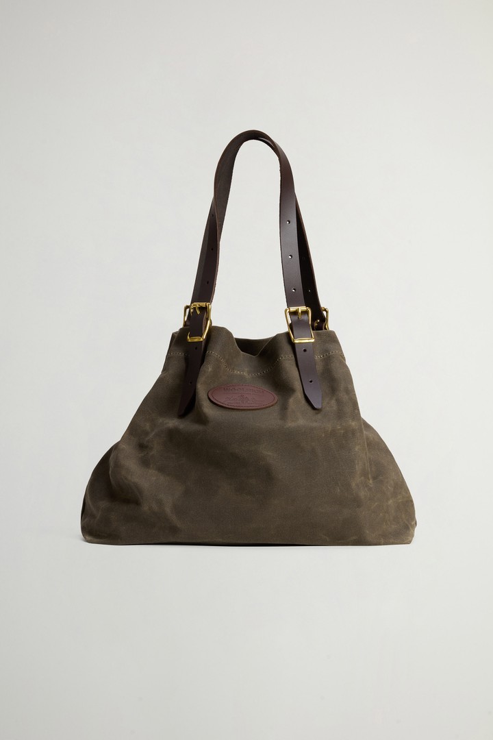 Bazaar Tote Bag in Waxed Pure Cotton Green photo 5 | Woolrich