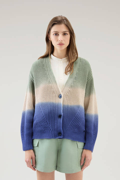 Garment-Dyed Cardigan in Pure Cotton Green | Woolrich