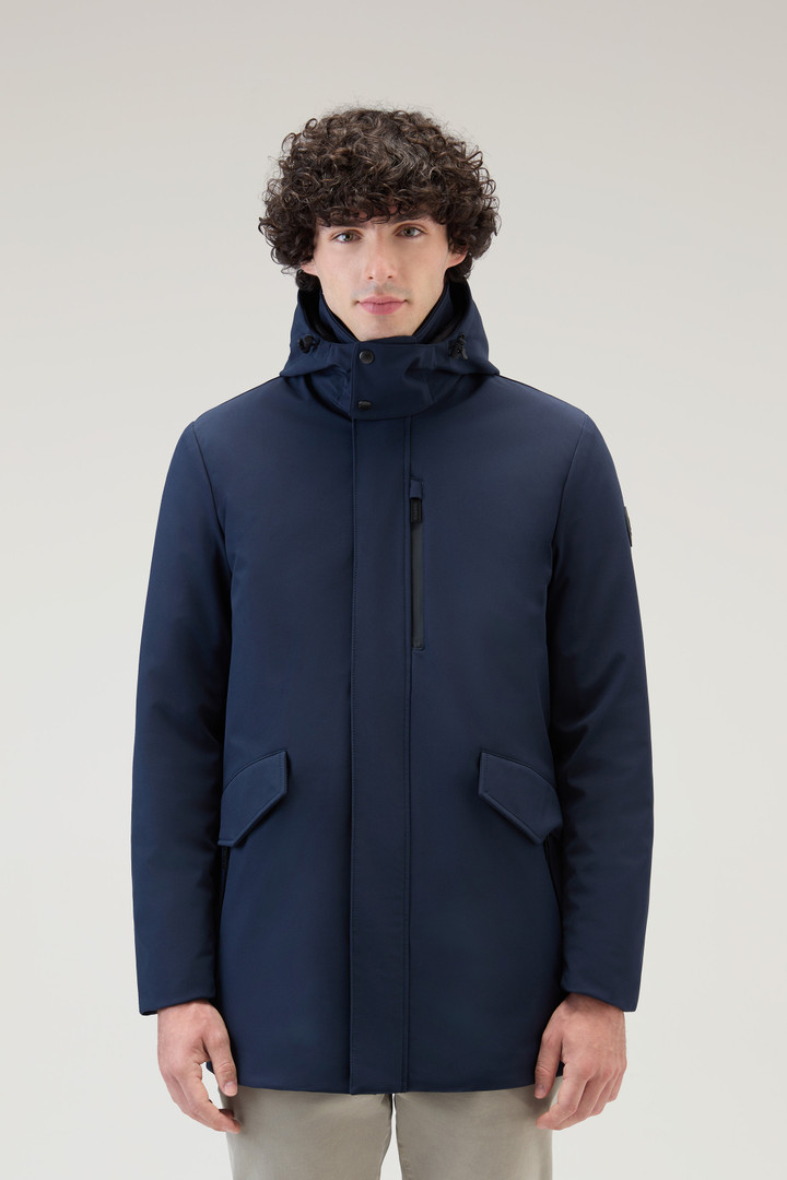 Cappotto Barrow Mac in Tech Softshell Blu photo 1 | Woolrich