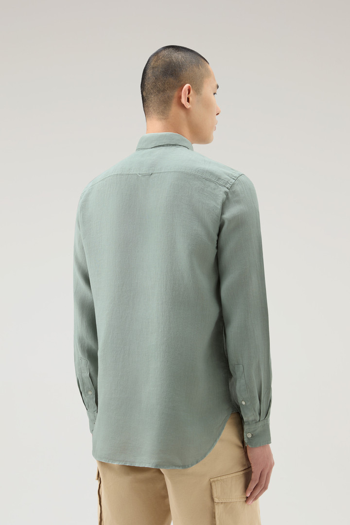 Garment-Dyed Pure Linen Shirt Green photo 3 | Woolrich