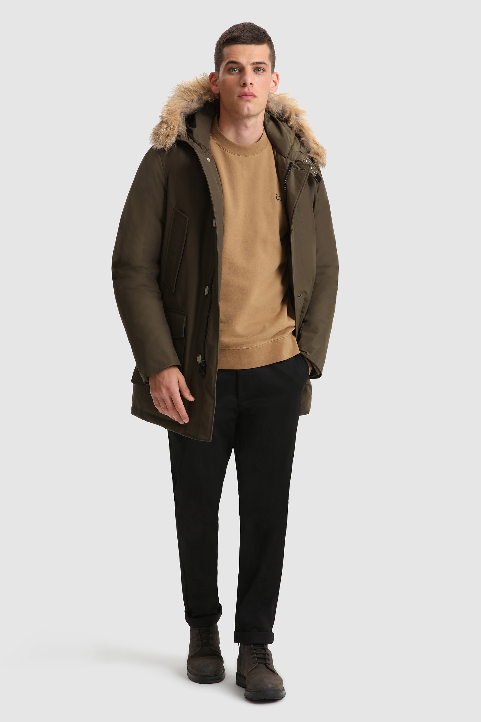 American Brushed Cotton Crewneck Sweatshirt Brown photo 2 | Woolrich