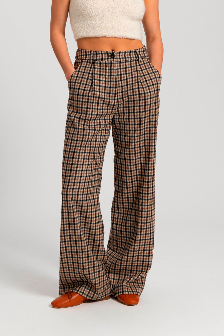 Check Pants in Italian Wool Blend - Daniëlle Cathari / Woolrich Brown photo 1 | Woolrich