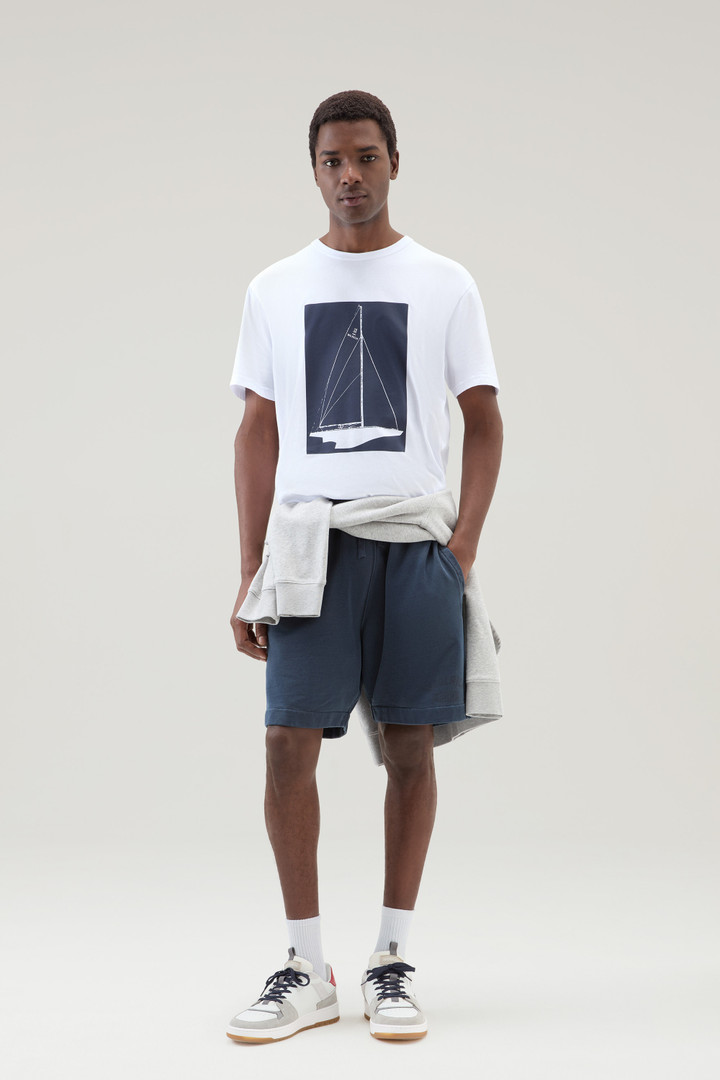 T-Shirt aus reiner Baumwolle mit nautischem Print Weiß photo 2 | Woolrich