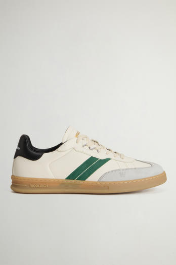 Doubleu Tennis Sneakers in Leather with Side Stripes White | Woolrich