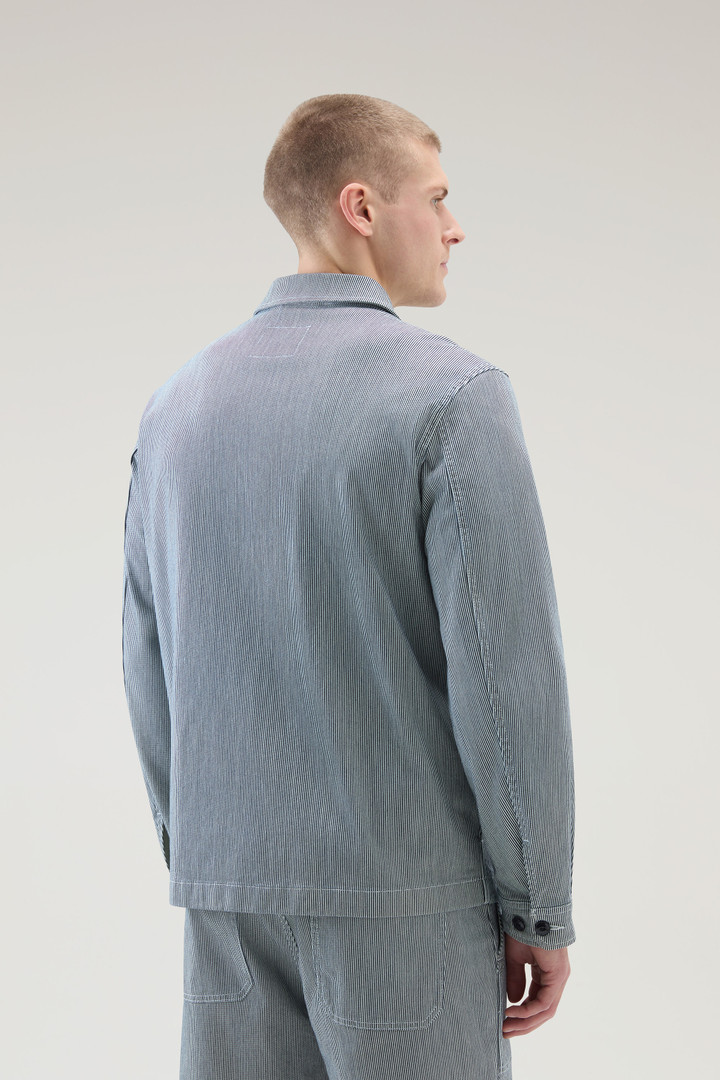Striped Overshirt in Cotton Fleece Blue photo 3 | Woolrich