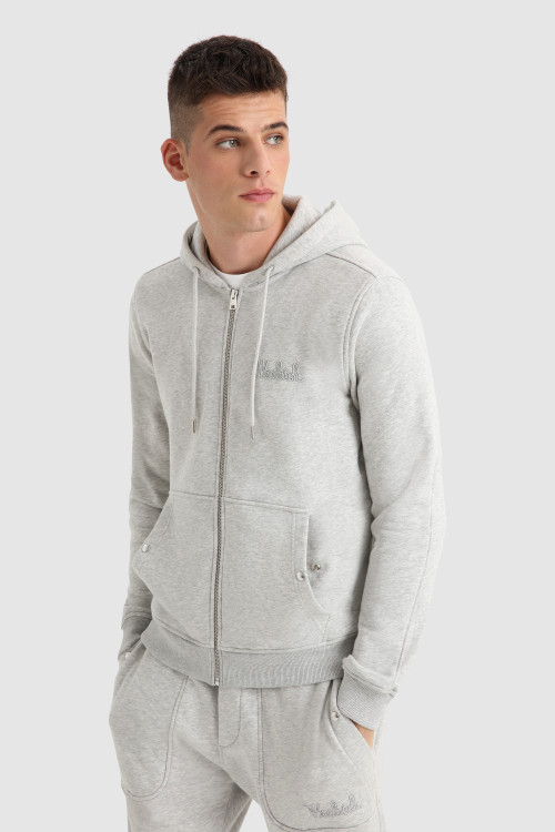Luxe Hoodie with Embroidered Vintage Logo Grey | Woolrich