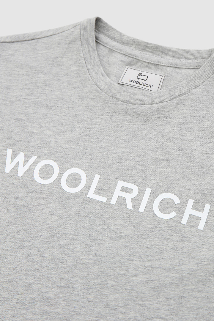 Boy's Organic Cotton Tee with Logo Grey photo 3 | Woolrich