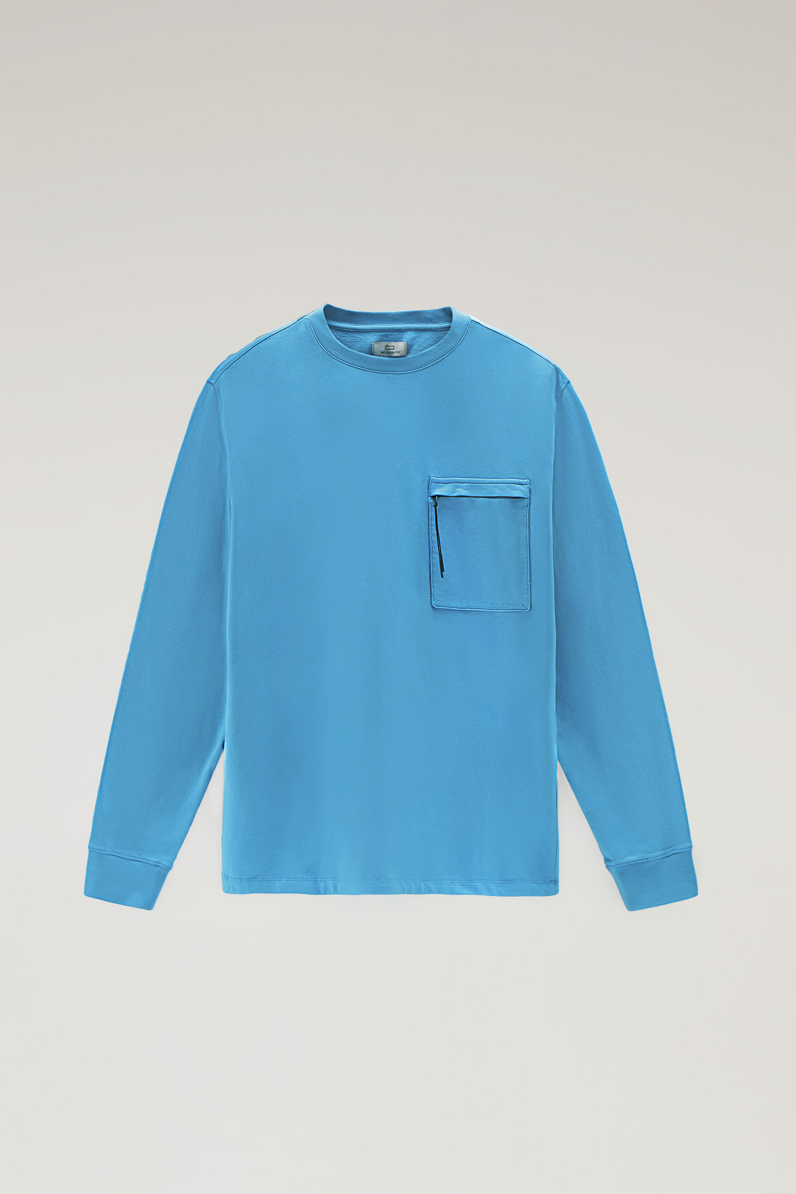 Sweater met ronde hals van zuiver katoenfleece met ritszak blauw photo 5 | Woolrich