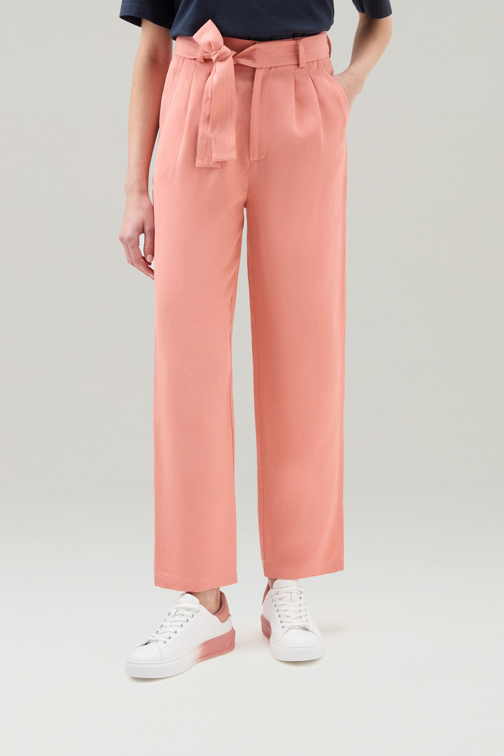 Belted Pants in Linen Blend Pink photo 1 | Woolrich