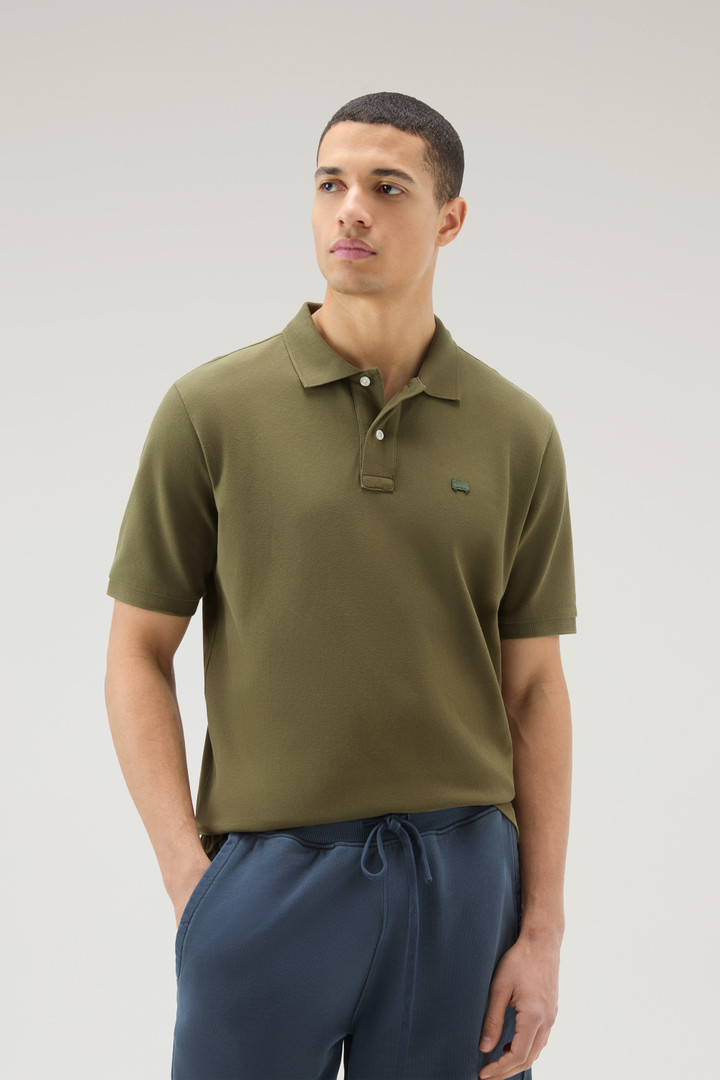 Polo-Shirt aus Piqué aus reiner Baumwolle Grün photo 4 | Woolrich