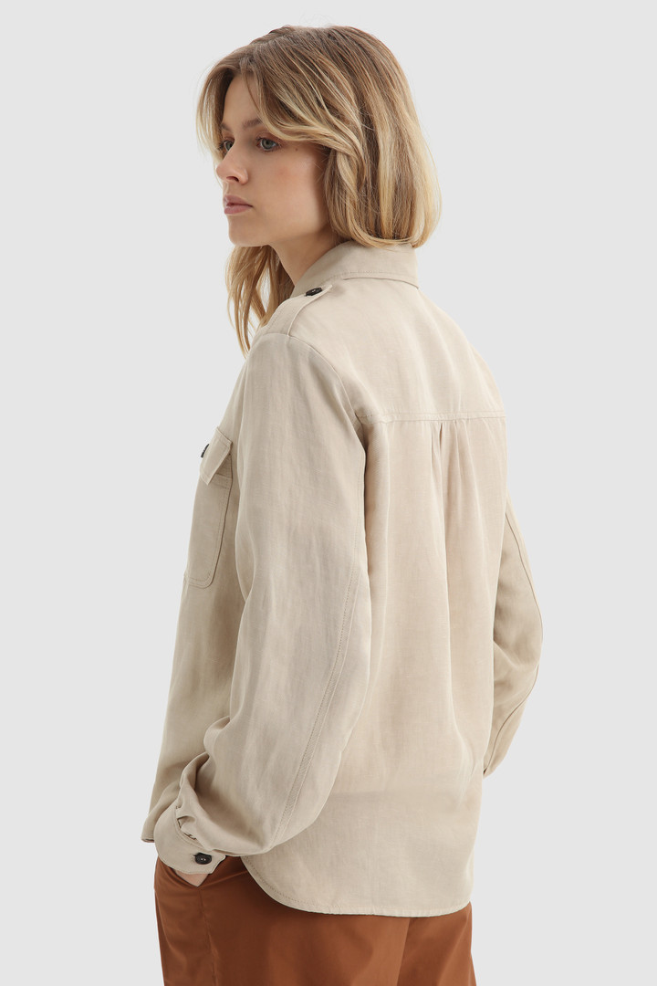 Sobrecamisa Outdoor en mezcla de lino beige photo 3 | Woolrich
