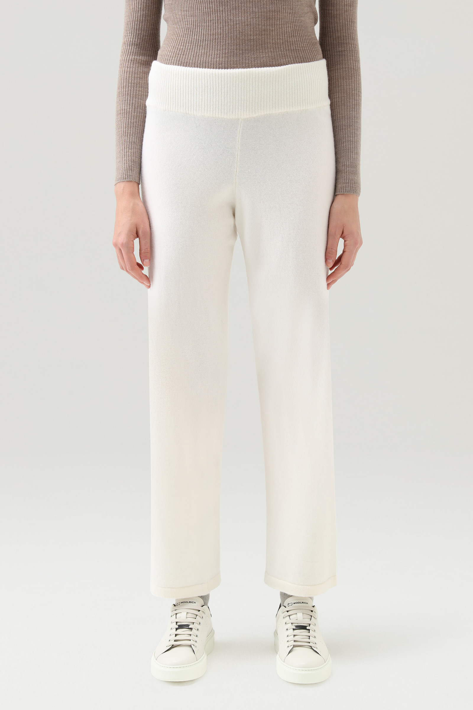 Pantalon en mélange de laine et cachemire blanc | Woolrich