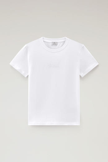 Pure Cotton T-Shirt with an Embroidered Logo White | Woolrich