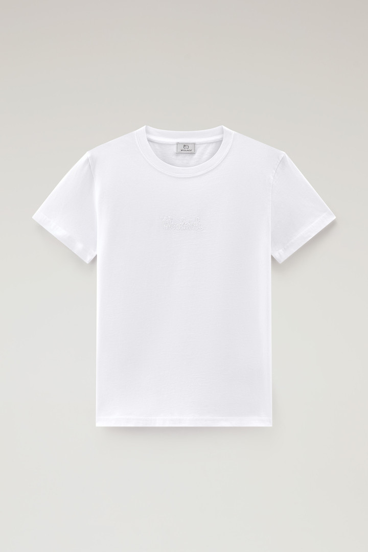 T-shirt en pur coton avec logo brodé Blanc photo 5 | Woolrich