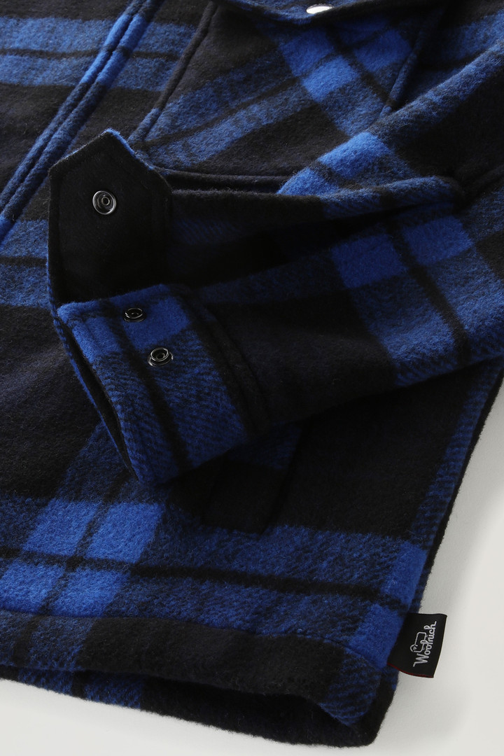 Wool Blend Zip-front Timber Plaid Flannel Overshirt Blue photo 5 | Woolrich
