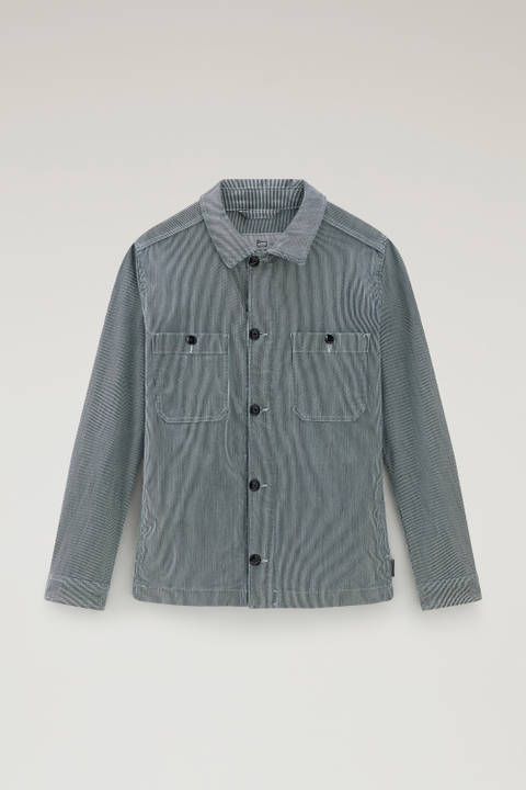 Gestreiftes overshirt aus Baumwoll-Mischgewebe Blau photo 2 | Woolrich