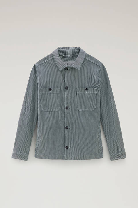 Striped Overshirt in Cotton Blend Blue photo 2 | Woolrich