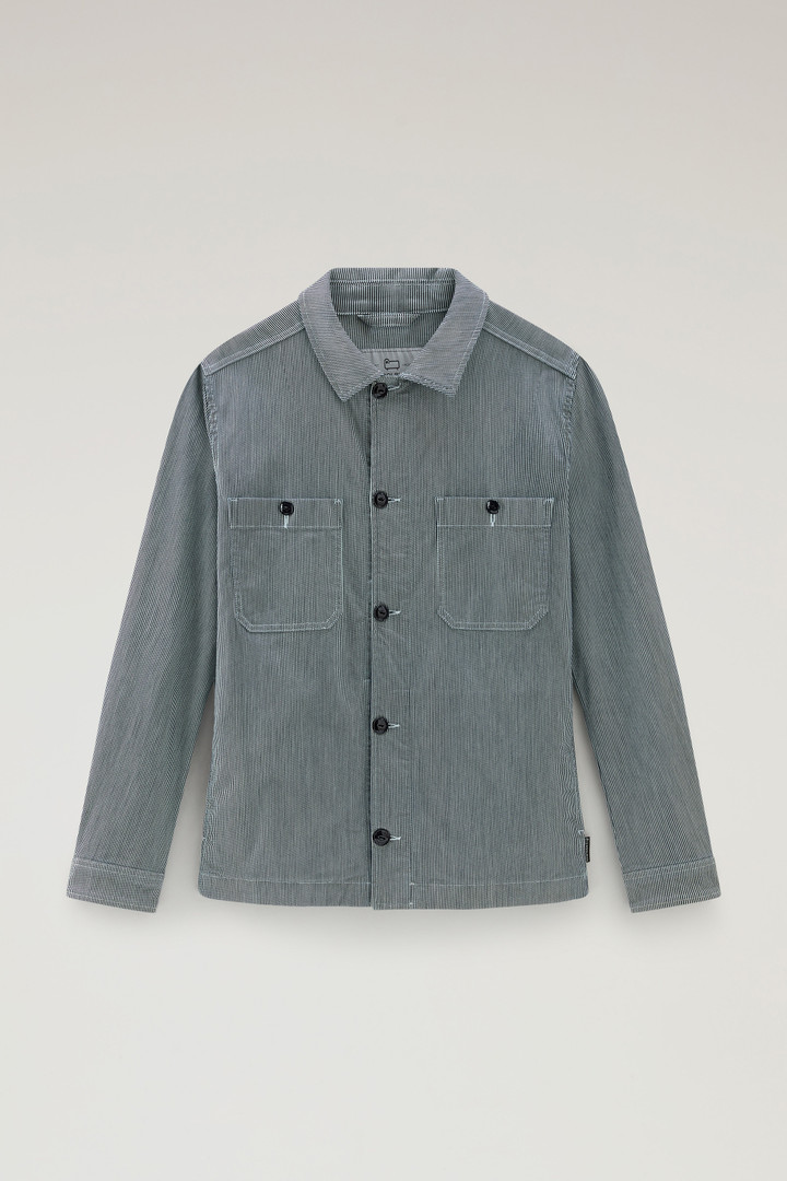 Striped Overshirt in Cotton Fleece Blue photo 5 | Woolrich