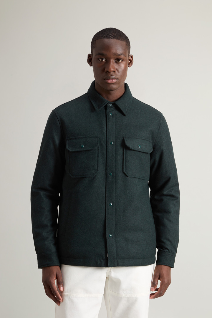 Wattiertes Alaskan Overshirt aus Melton-Gewebe aus italienischer Wollmischung Grün photo 1 | Woolrich