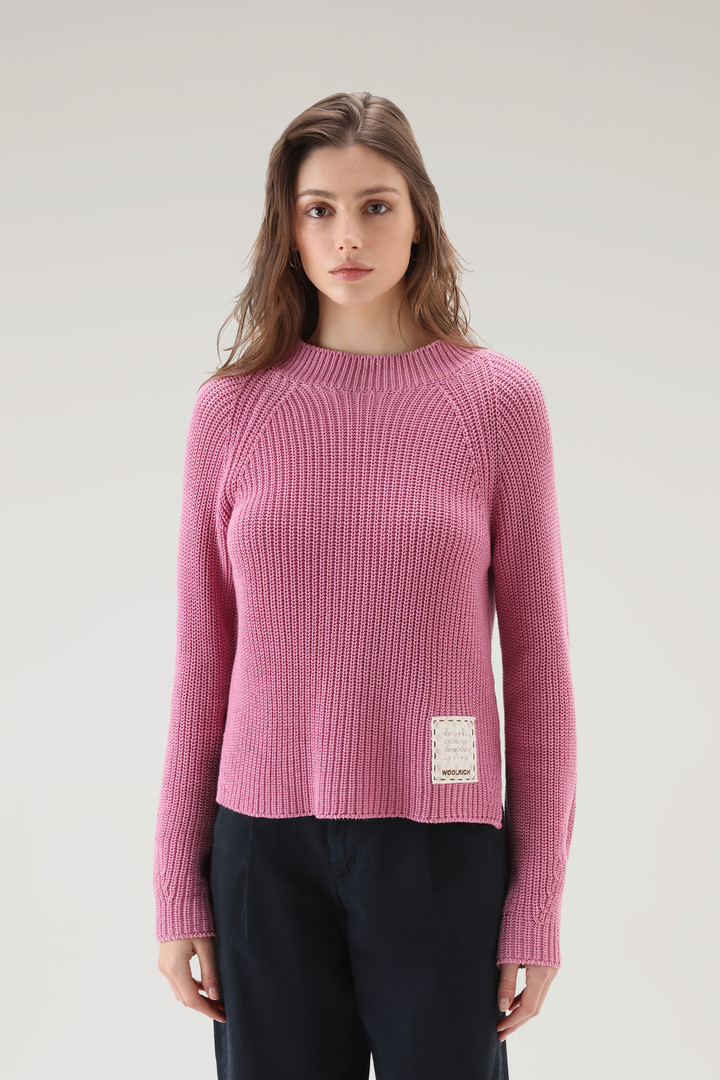Jersey con cuello redondo de algodón puro teñido en prenda de manera natural Rosa photo 1 | Woolrich