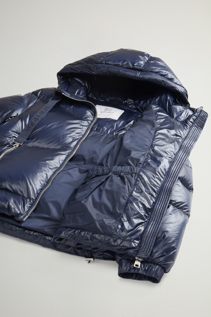 Aliquippa Short Down Jacket in Glossy Nylon Blue photo 10 | Woolrich