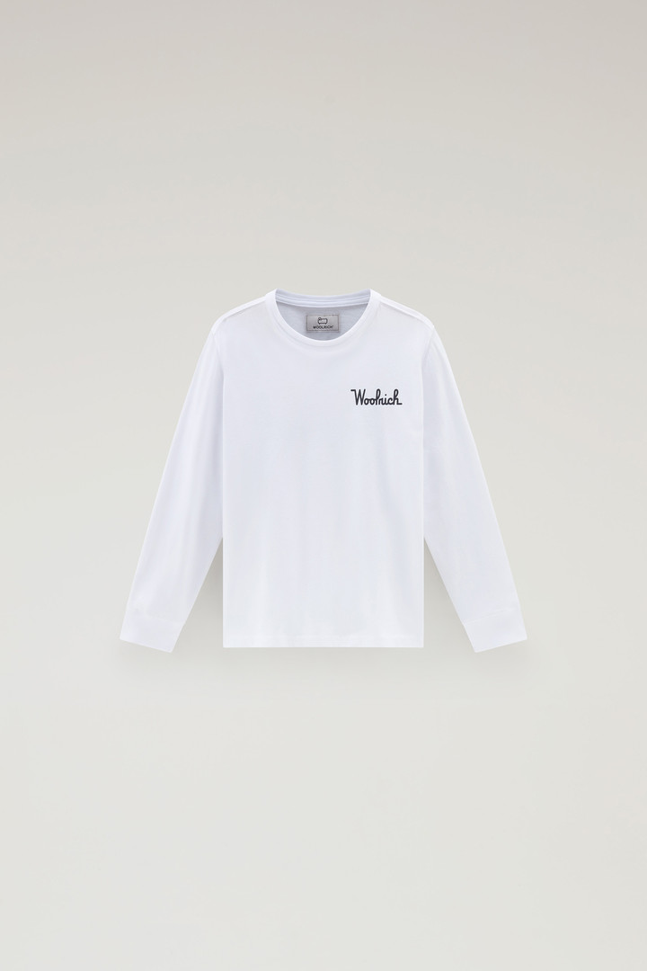 Woolrich Boys' Long-Sleeved T-shirt in Pure Cotton White Size 6