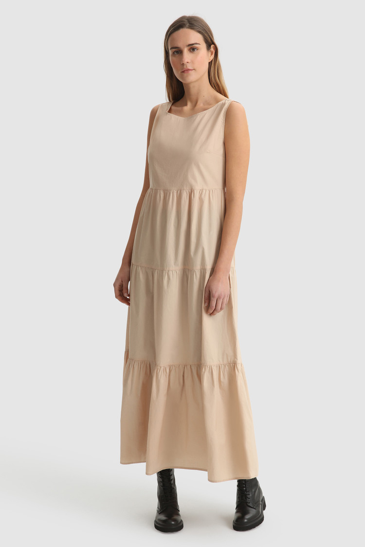 Ärmelloses langes Popelinekleid