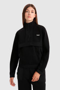 High-Neck Sweatshirt with Crinkle Nylon Details