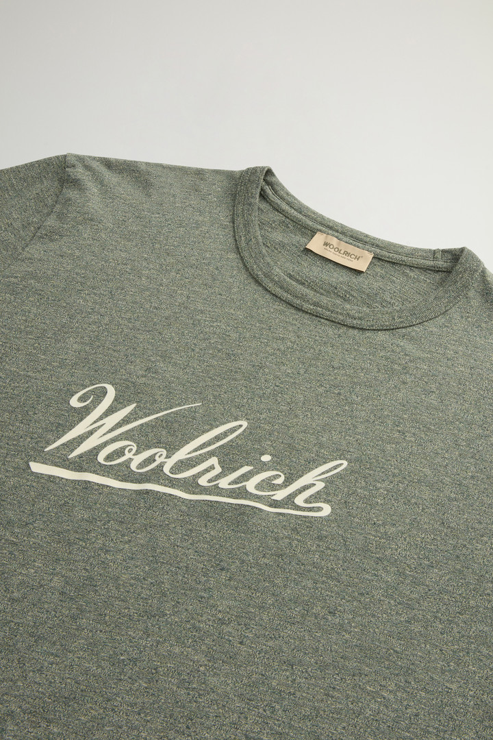 T-Shirt in Pure Cotton Mouliné Green photo 6 | Woolrich