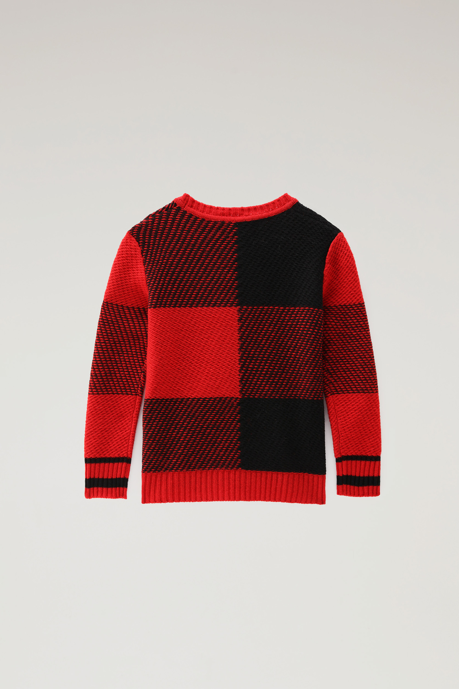 Buffalo Check Boys' Crewneck in Merino Wool Blend Red photo 5 | Woolrich