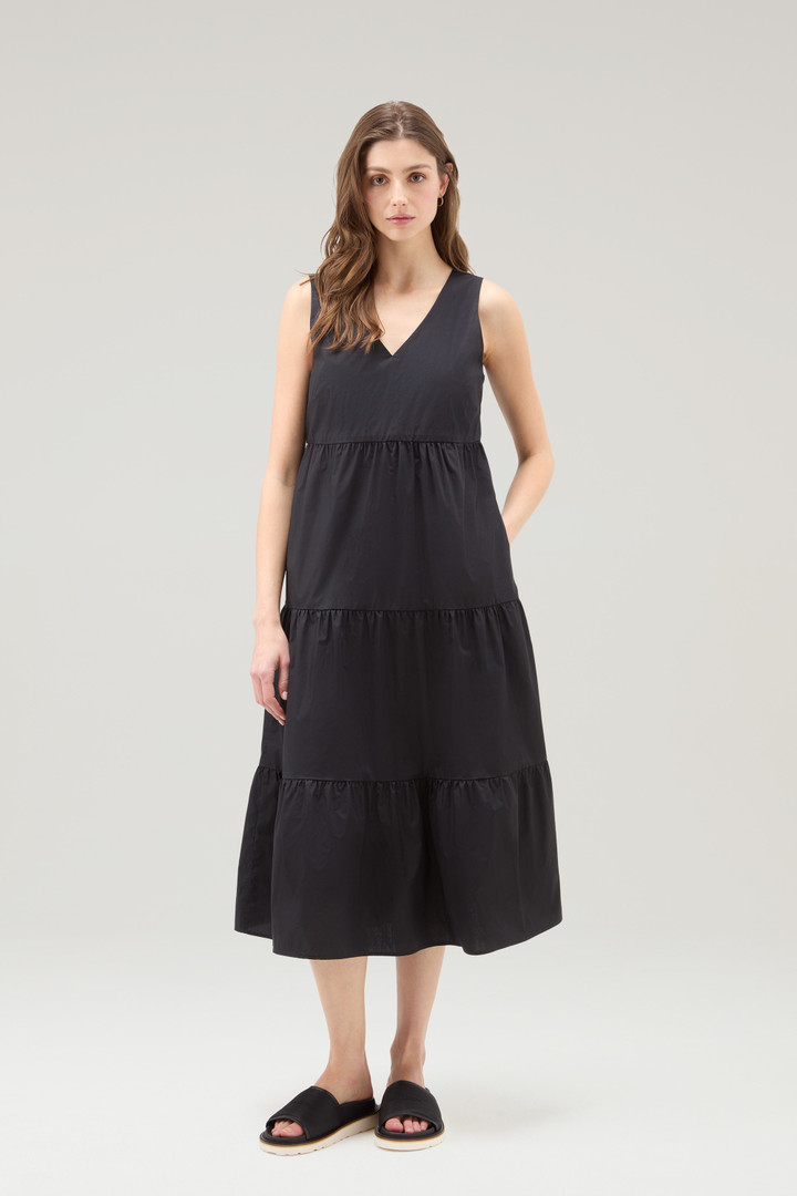 Langes Kleid aus reinem Baumwollpopeline Schwarz photo 1 | Woolrich