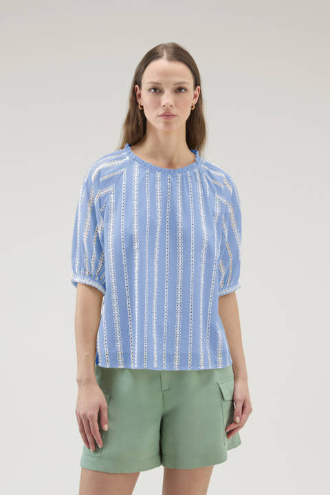 Embroidered Blouse in Pure Cotton Blue | Woolrich