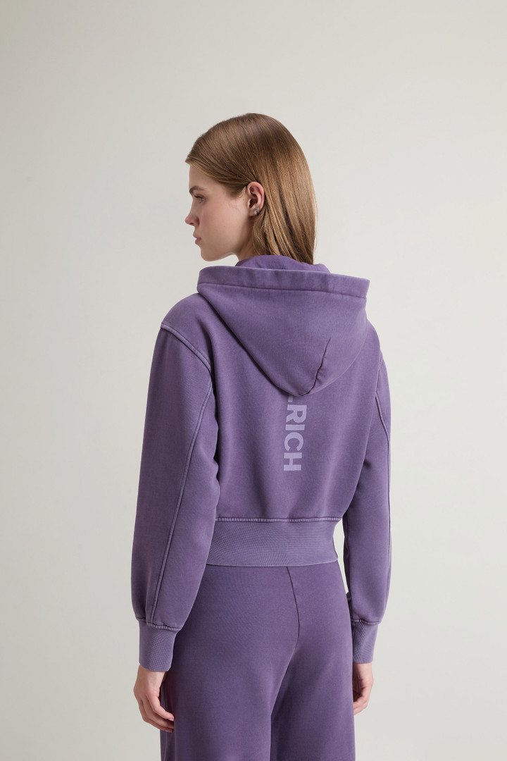 Felpa crop con cappuccio da ragazza in puro cotone tinta in capo Viola photo 3 | Woolrich