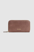 Leather Wallet with Zipper and Check Details
