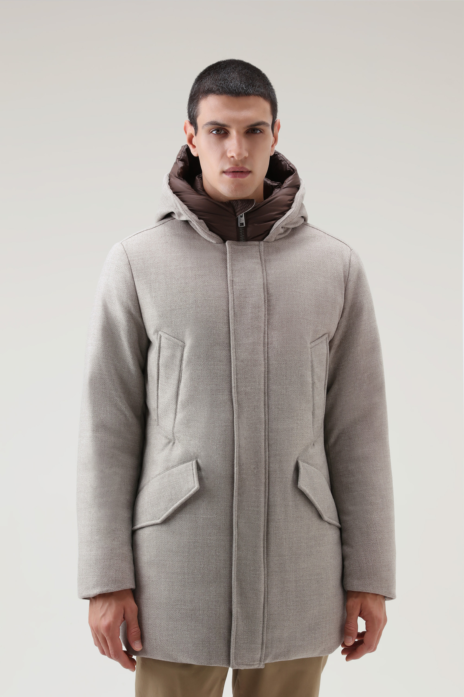Woolrich Polar Luxury Eco Wool Parka Black Sheep Beige in Grey for Men Mens Clothing Coats Parka coats 
