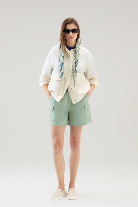 Bomber Jacket in Linen Blend White | Woolrich