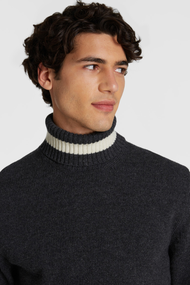 Color-block woolen coltrui